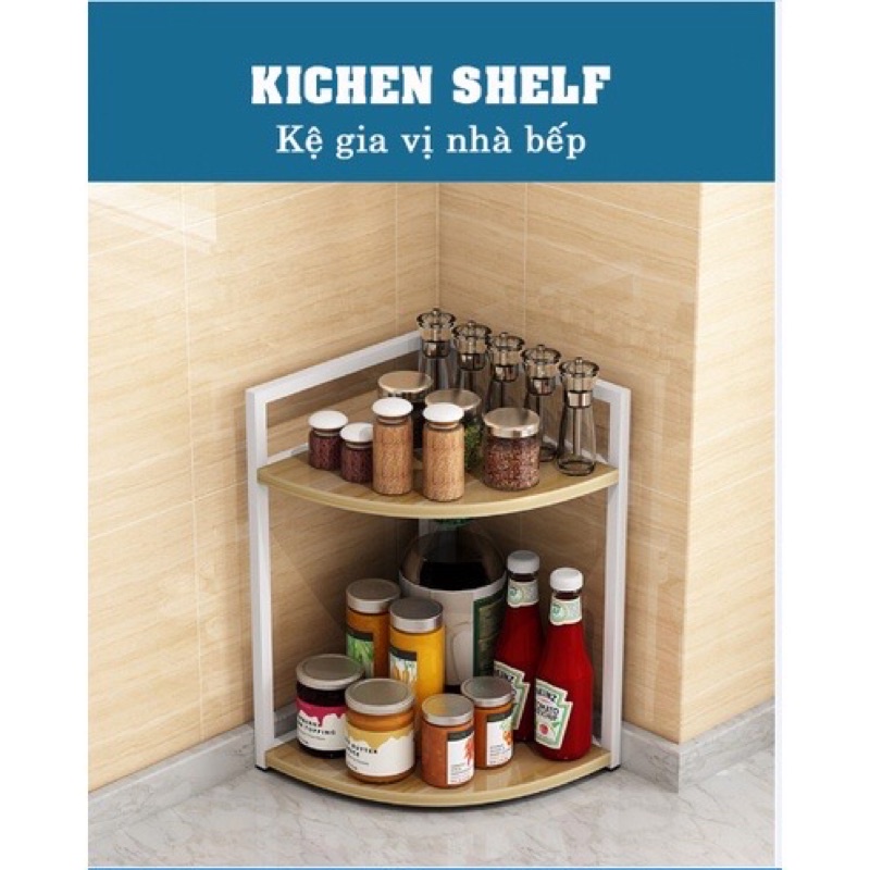 kệ gia vị để bàn , kệ góc tường nhà bếp khung sắt GM49