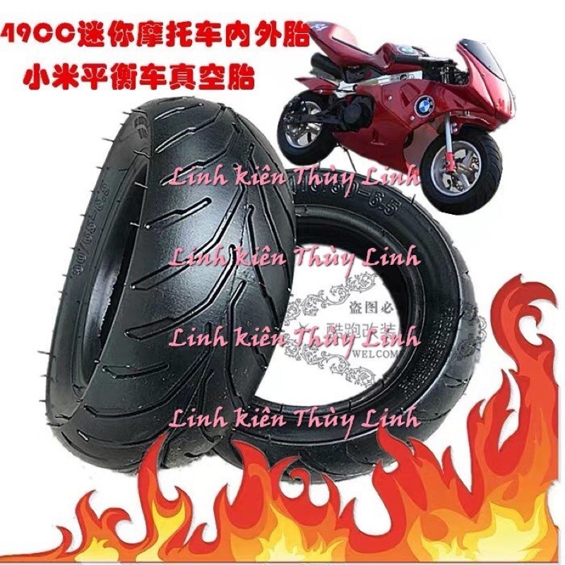 Lốp đặc không săm mô tô mini 50cc hàng chất lượng loại 1 lốp đen bóng trơn