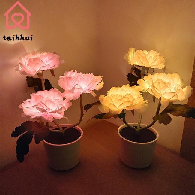 Đèn Led Năng Lượng Mặt Trời Hình Hoa Mẫu Đơn Trang Trí Sân Vườn/Ban Công/Phòng Ngủ