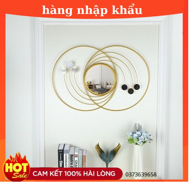 Gương Treo Tường Trang Trí Nhà Cửa Thân Kim Loại Mạ Vàng -Gương Soi Phong Thủy -Decor Tường phong Cách Mới-KT 85*60CM