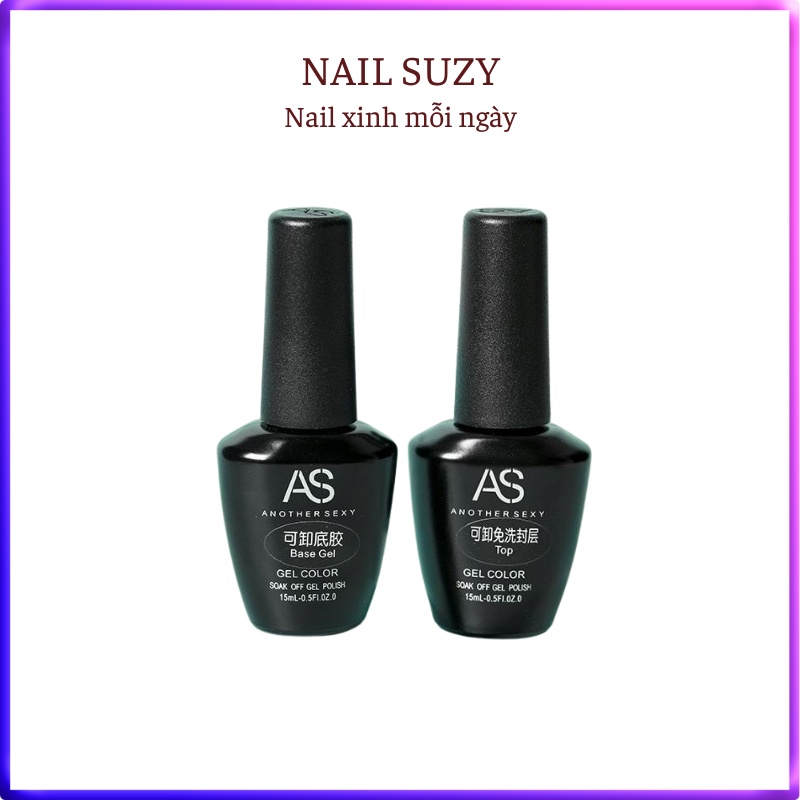 Sơn base top gel AS móng tay bóng cường lực cứng móng top lỳ top loang NAIL SUZ 15ml