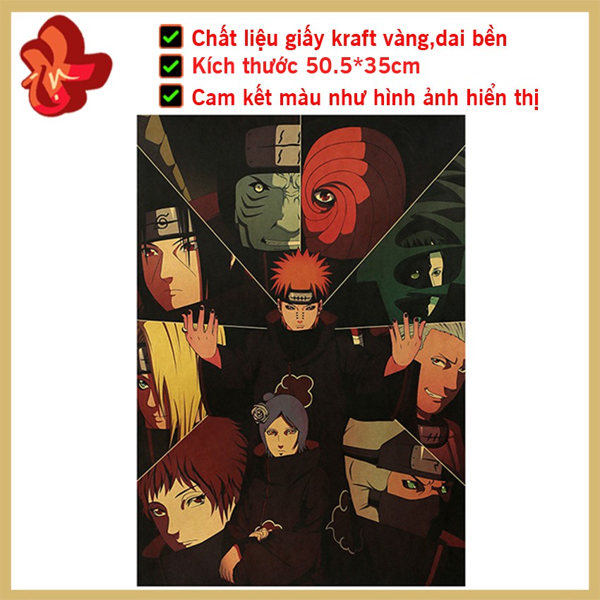 [BO92] Tranh poster treo tường, tấm áp phích Naruto Akatsuki