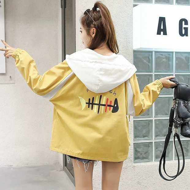 Áo khoác nữ phối thân và tay chữ Hàn khoát nữ đẹp có nón | BigBuy360 - bigbuy360.vn