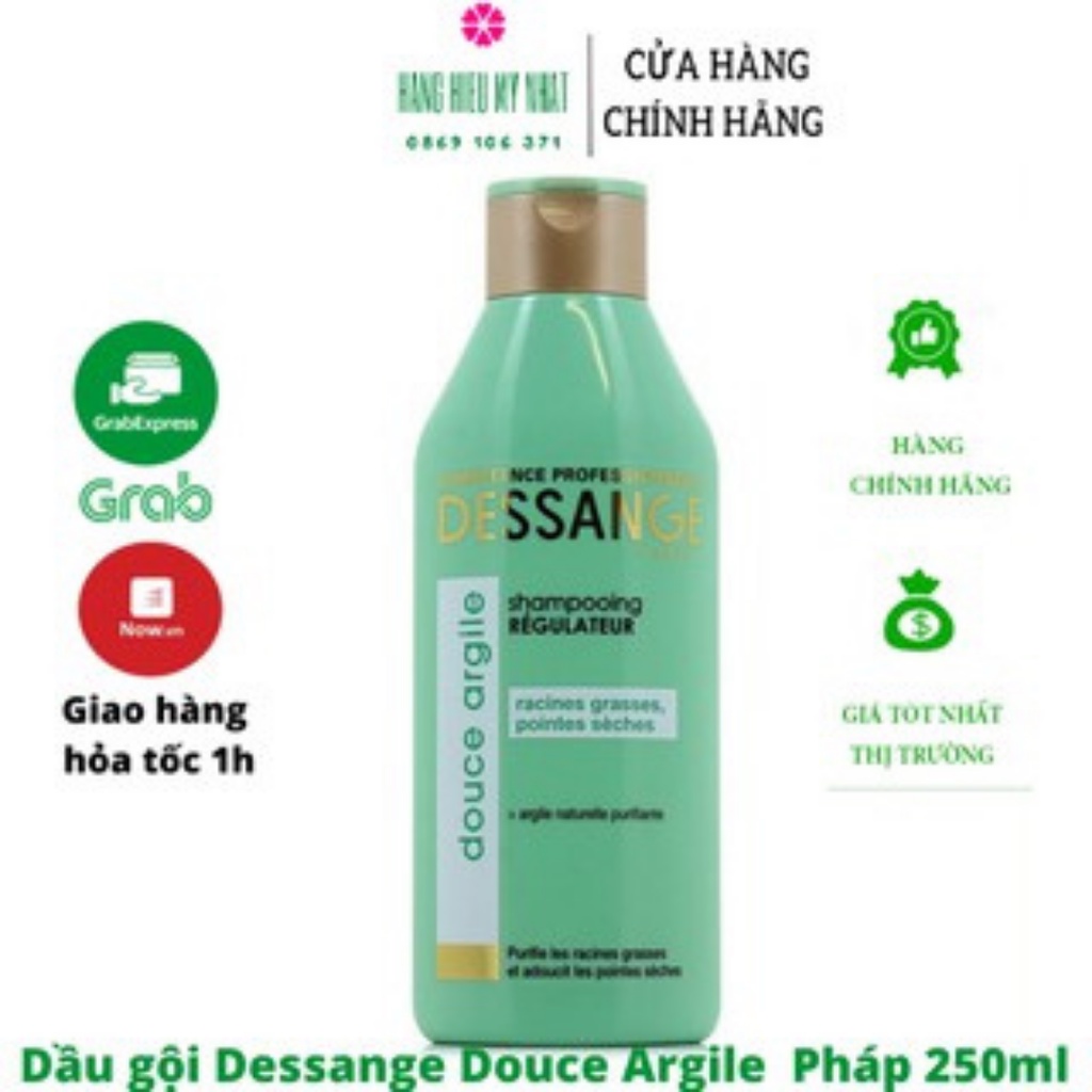 Dầu gội Dessange xanh dành cho tóc dầu (mẫu mới) giúp hết bết tóc, tóc bông, tơi và mượt.- desange.