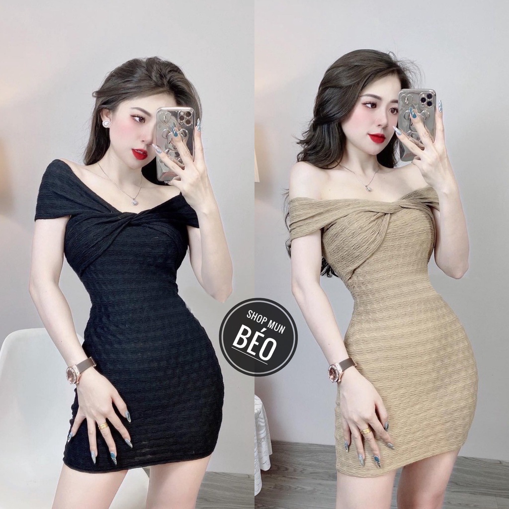Đầm Body Xoắn Ngực Hở Vai Phom Ngắn Chất Thun Xốp Thích Hợp Mặc Đi Tiệc Đi Làm Đi Chơi Phù Hợp Với Mọi Phong Cách