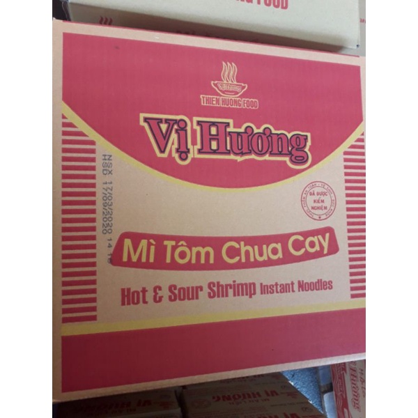 Thùng 30 gói mì tôm chua cay Vị Hương 65gr