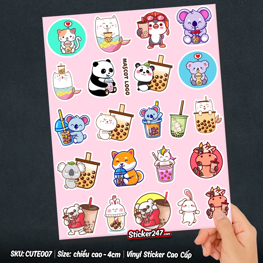 💖𝑭𝒓𝒆𝒆𝒔𝒉𝒊𝒑💖 Sticker Hình Dán Trà Sữa Cute ▪️ Chống nước ▪️ Vinyl Sticker Cao Cấp ▪️ CUTE007 ▪️ Sticker 247 🌟🌟🌟🌟🌟