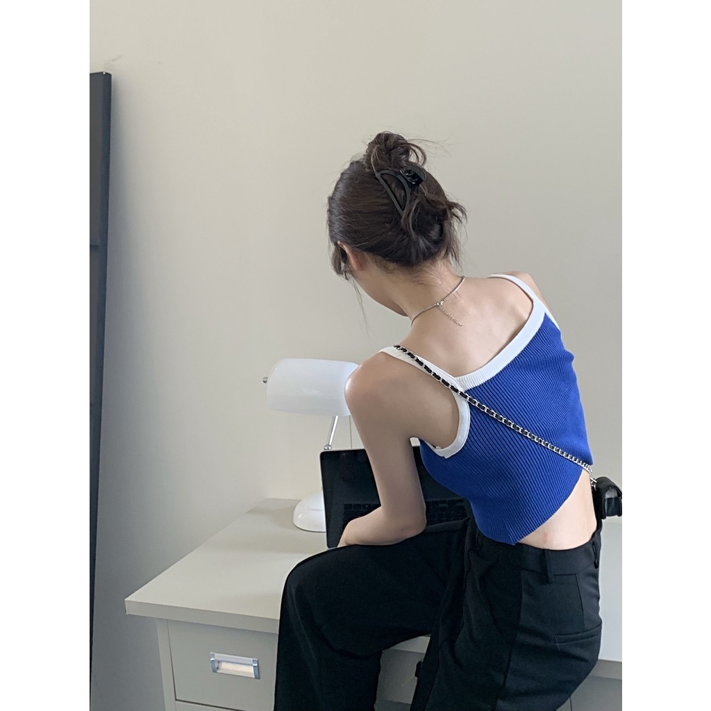 Cocory vn Áo Len Nữ Không Tay Phong Cách Hàn Quốc Gợi Cảm Thời Trang Mùa Hè Có 4 Màu