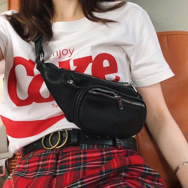 Túi đeo vai IELGY phối xích phong cách đường phố cho nữ