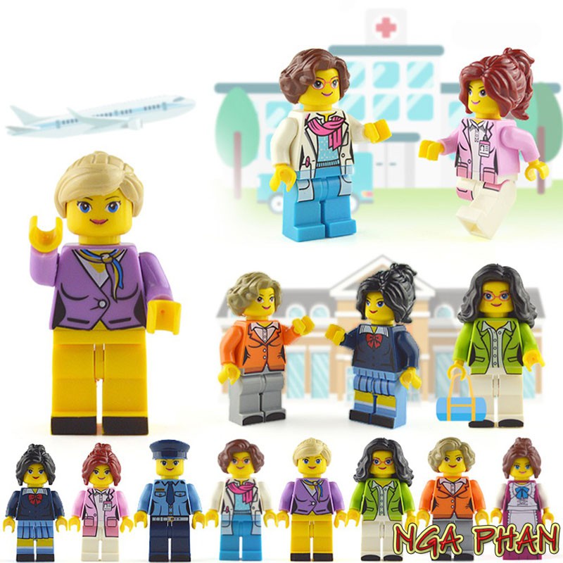Trọn Bộ 8 Nhân Vật Nữ City Lego Đồ Chơi Xếp Hình Lắp Ráp