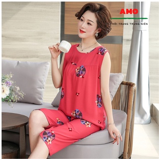 Bộ đồ sát nách trung niên quần lửng, chất đũi và lanh mềm mát