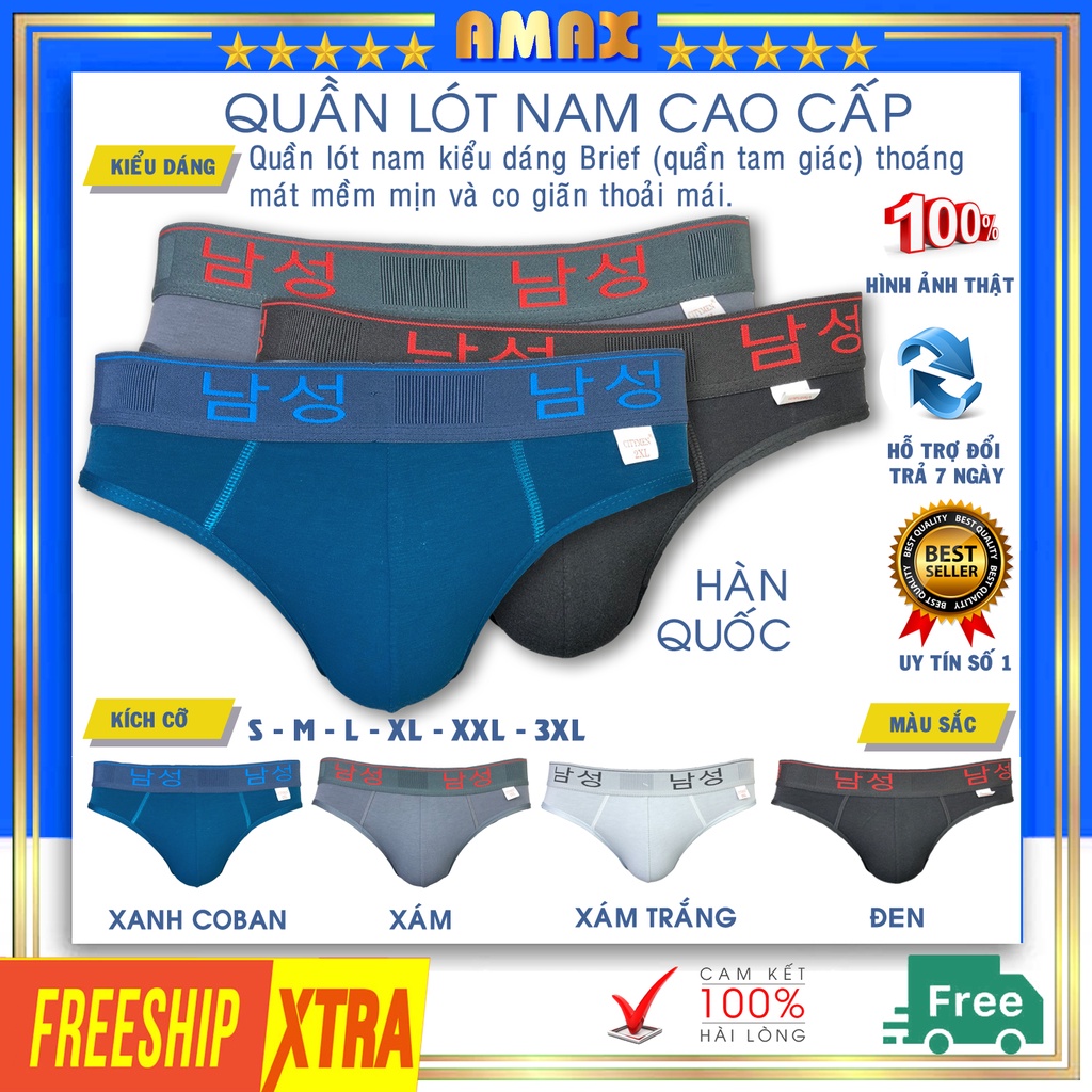 Quần lót nam tam giác cotton cao cấp có big size lớn cho người to mập