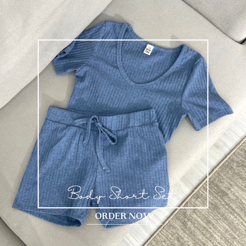 Nguyên bộ áo ngắn tay và quần ngắn ôm body khoe dáng LOVEKIUTEE