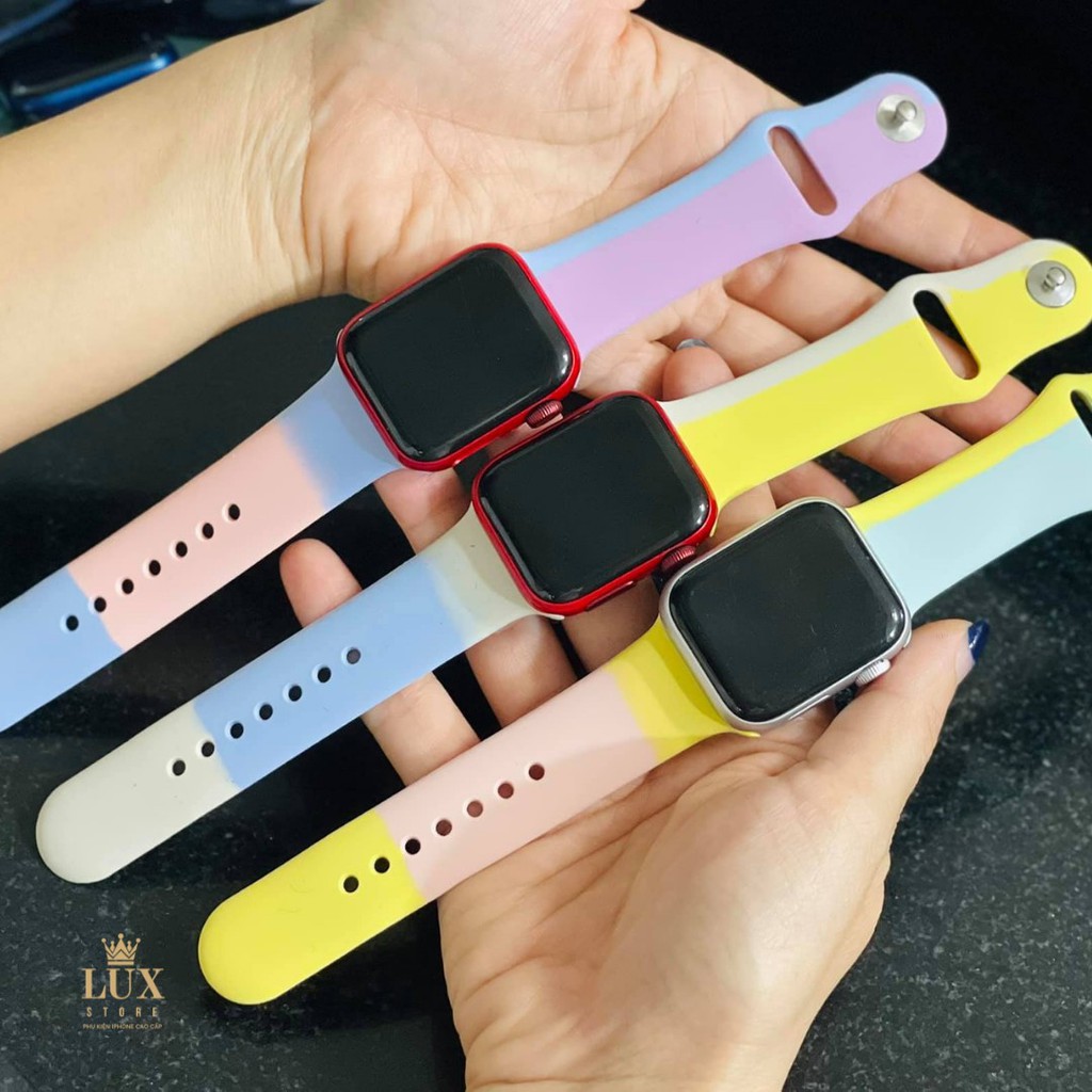 Dây Sport silicon phối màu dành cho Apple Watch đồng hồ thông minh Series 1/2/3/4/5/6/SEE size 38mm 40mm 42mm 44mm