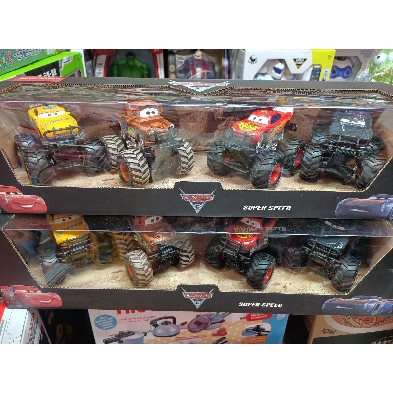 Combo 4 xe đồ chơi Monster Truck bánh to chất liệu sắt mẫu đẹp dành cho bé