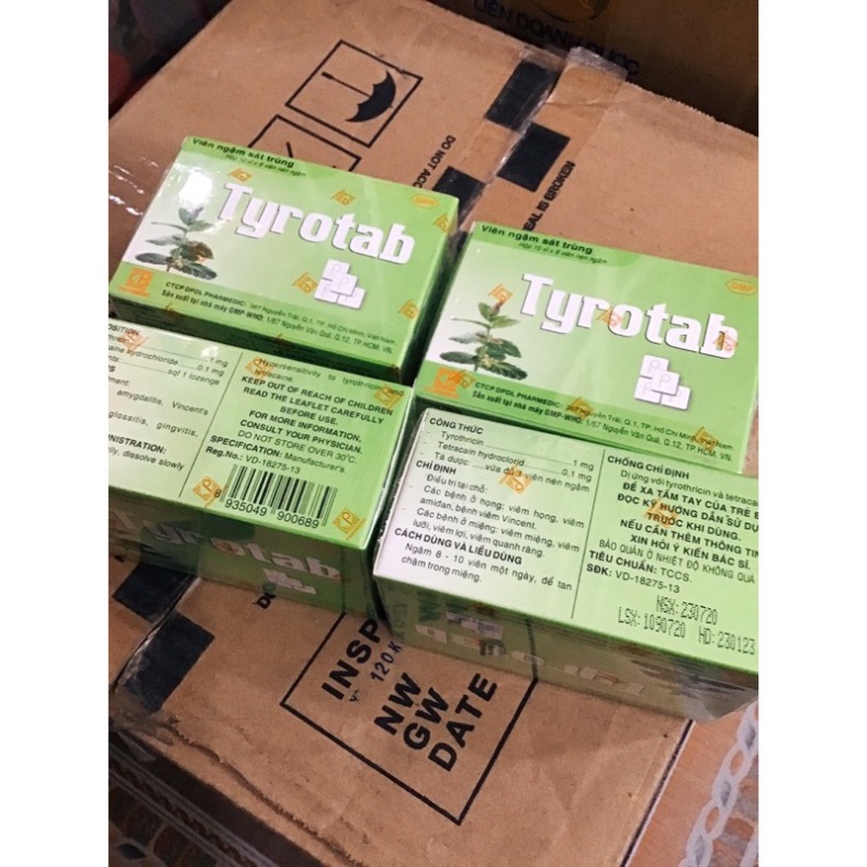 [Chính hãng] VIÊN NGẬM SÁT TRÙNG TYROTAB hộp 80 viên (10 VĨ ) - Ngậm ho  Date mới