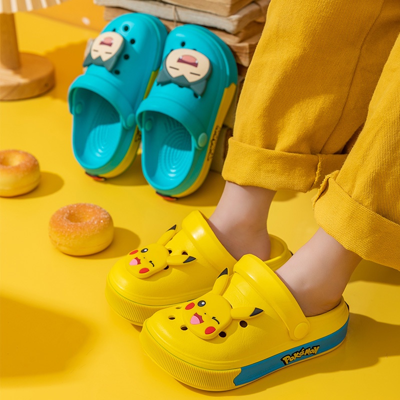 AYUER Xăng đan AYUER đi biển chống trượt in hình pikachu dễ thương cho bé