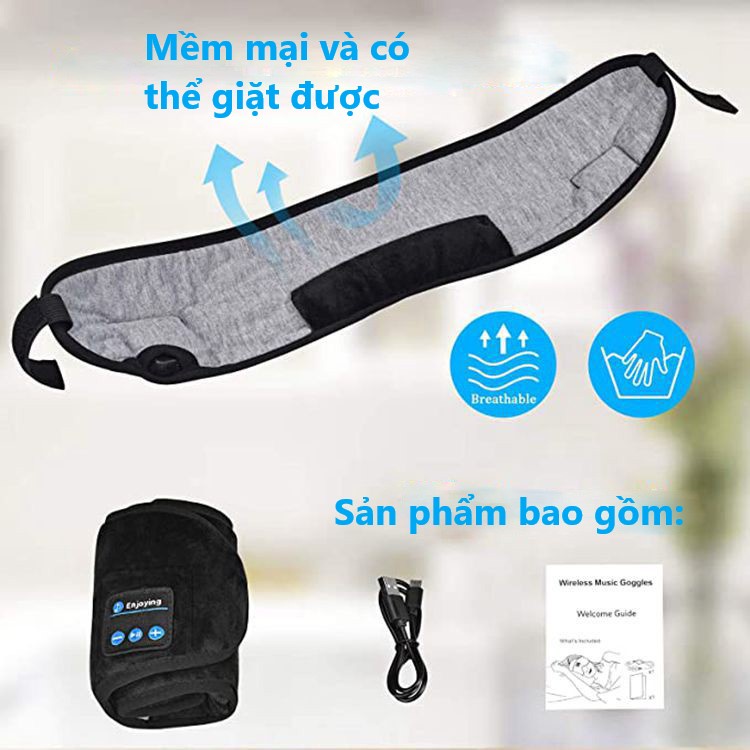 Đồ Bịt Mắt Ngủ Tích Hợp Tai Nghe Kết Nối Bluetooth 5.0 Home Utilities Mềm Mại Thoáng Khí Giúp Ngủ Ngon
