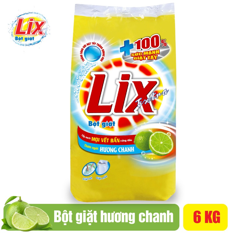 Bột giặt LIX Extra hương chanh 5.5Kg EC055 - Tẩy Sạch Vết Bẩn Cực Mạnh