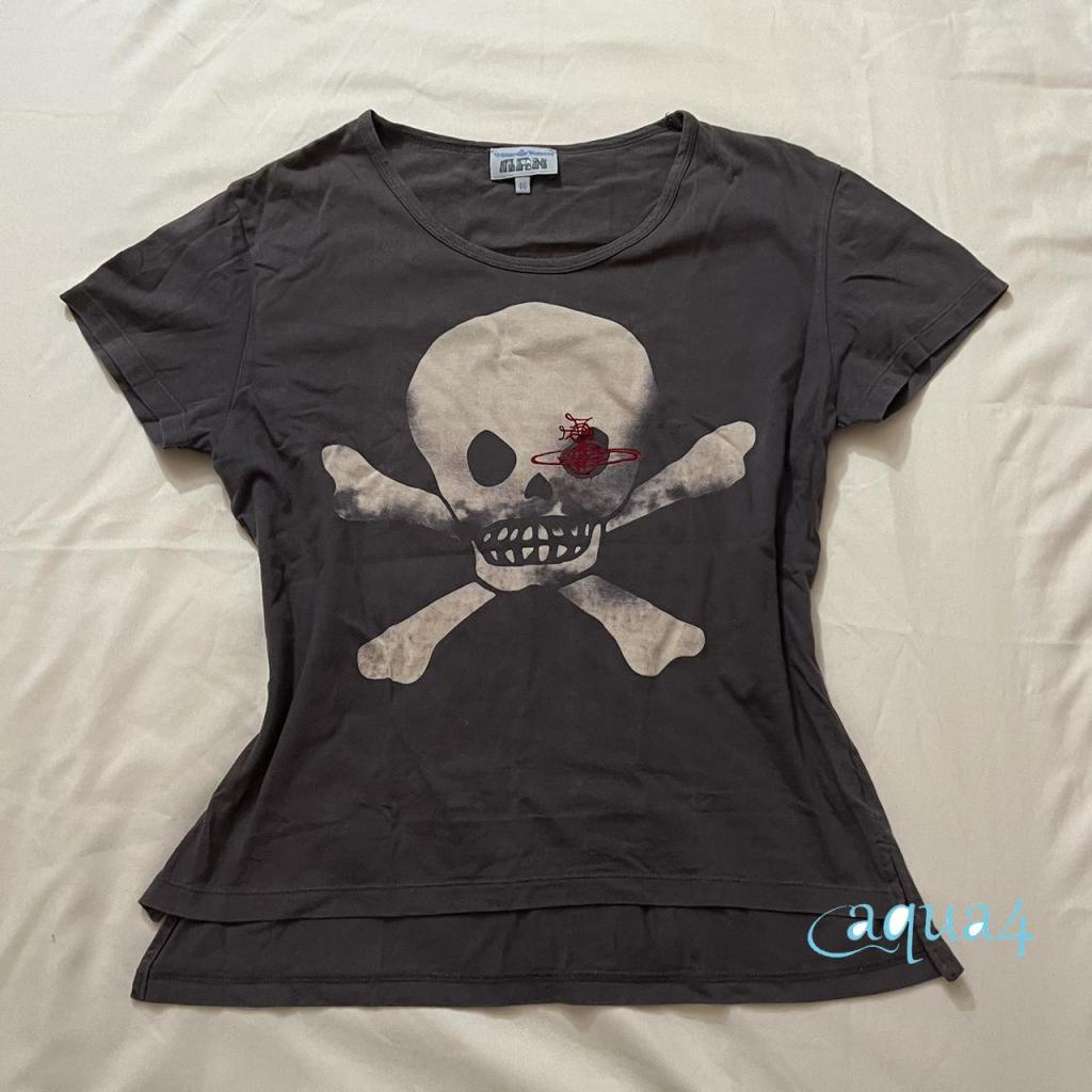 Áo Croptop In Hình Đầu Lâu Phong Cách Gothic Harajuku ANANA-Y2K