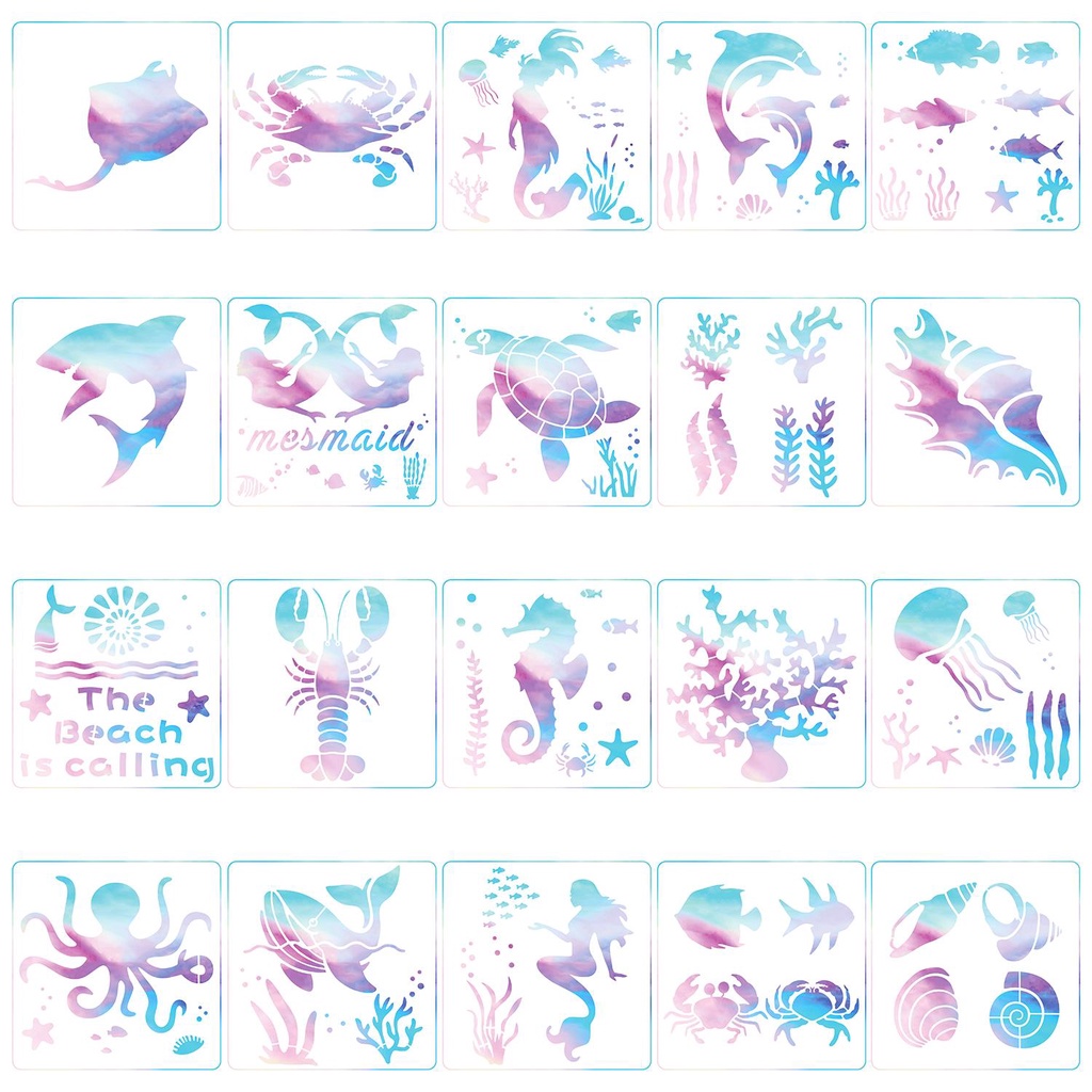 ZAIJIE24 Set 16 / 20 Khuôn Tạo Hình Cá Ngựa / Nàng Tiên Cá Bằng Gỗ Tiện Dụng