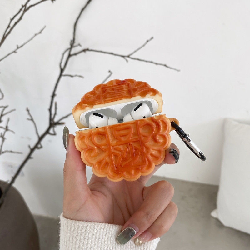 Vỏ Bảo Vệ Hộp Sạc Tai Nghe Airpods 1 2 Pro 3 Apple bluetooth Không Dây Hình Bánh Trung Thu Sáng Tạo