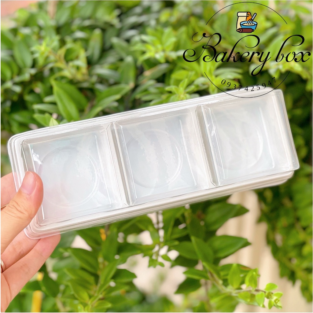 100 Hộp 3 Ngăn Đế Trắng Đựng Bánh Trung Thu - 50gr