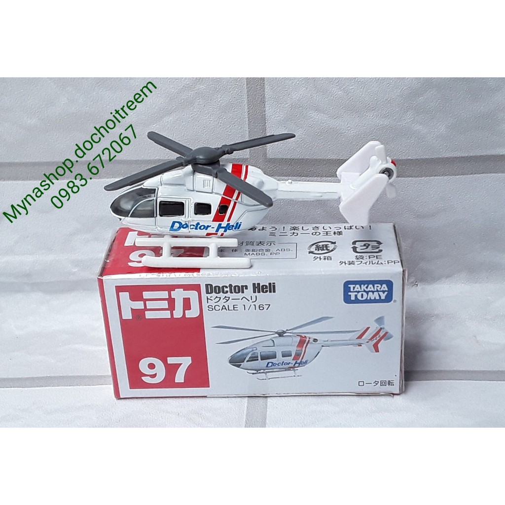 Mô hình máy bay tomica - Doctor Heli - máy bay cứu thương - hàng hộp, còn niêm phong - tặng hộp nhựa PVC