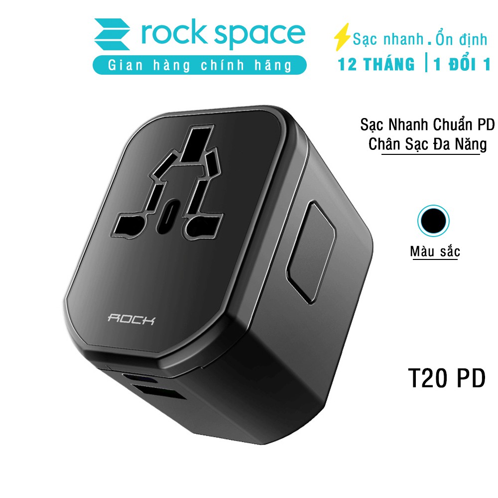 Củ sạc đa chức năng T20 sạc nhanh chuẩn PD cho iPhone, sạc nhanh cho Samsung - Chính hãng Rockspace