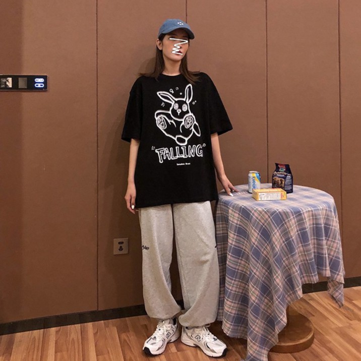 Áo thun tay lỡ  Thỏ FALLING  phông Unisex nam nữ tee oversize form rộng pull Ulzzang Streetwear Hàn Quốc vải mềm