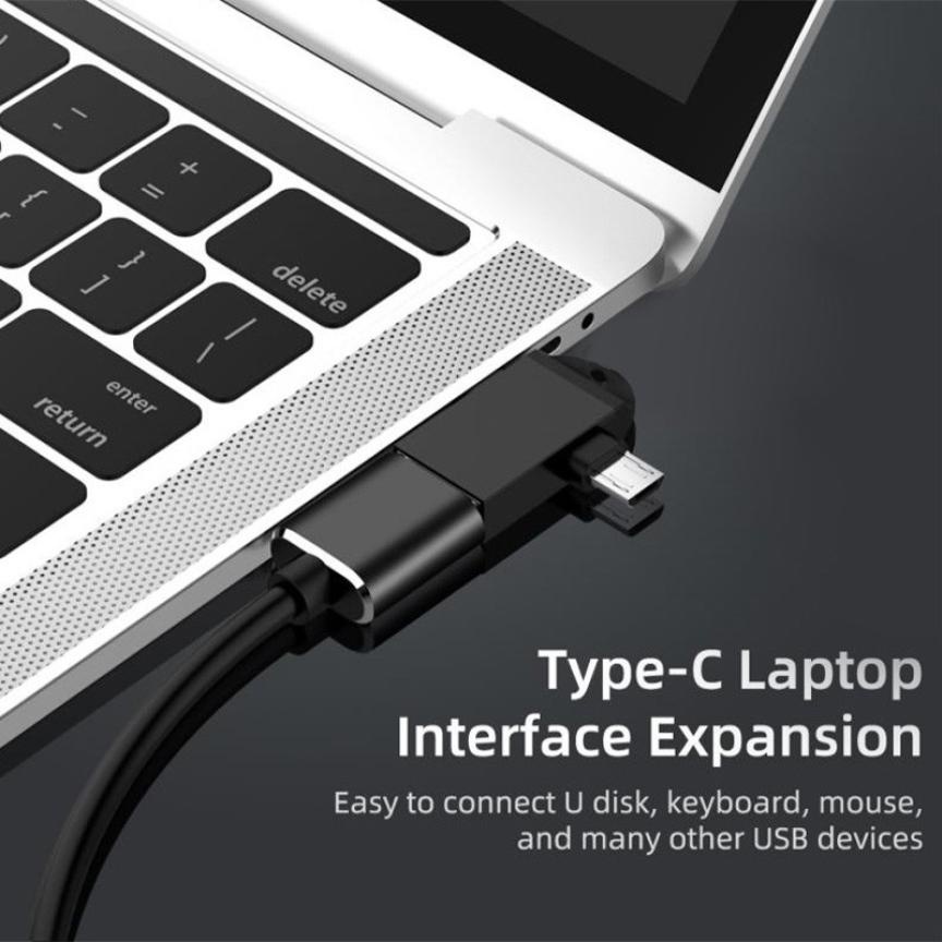 Bộ chuyển đổi hai trong một từ USB sang TypeC + đầu chuyển đổi OTG cho điện thoại/ máy tính