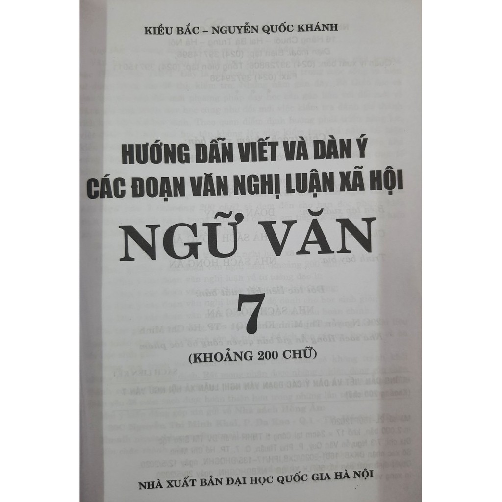 Sách - Hướng dẫn viết và dàn ý các đoạn văn nghị luận xã hội Ngữ Văn 7