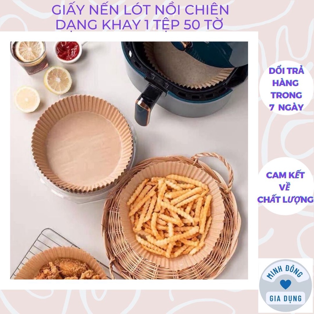 Giấy nến lót nồi chiên không dầu 1 tệp 50 tờ cực tiện không gây hỏng dễ dàng về sinh nồi
