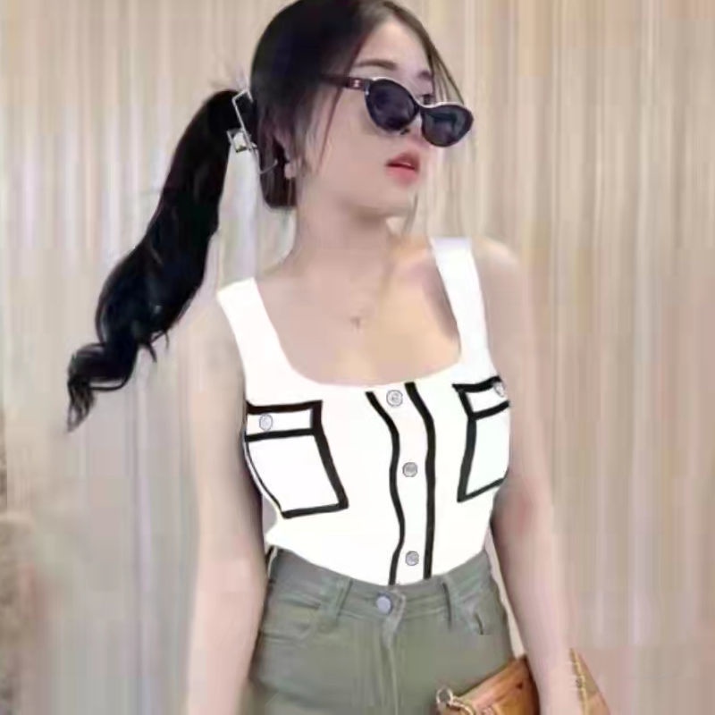 Áo Dệt Kim Sát Nách Thời Trang Công Nghiệp 164521 Áo Hai Dây Dáng Ngắn Form Ôm Phong Cách Quyến Rũ
