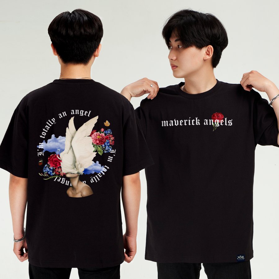 Áo thun nam nữ unisex thiên thần MVR local hoa đẹp Angle ao phông cotton form xuất chuẩn phong cách Hàn Quốc 112019011