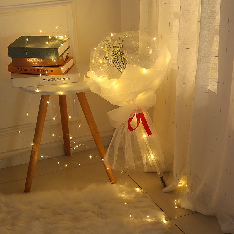 Bó hoa Gypsophila trong suốt có đèn LED phát sáng dùng làm quà tặng đám cưới DIY độc đáo