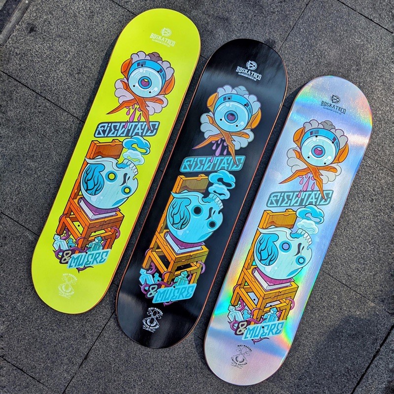 Mặt Ván Trượt Skateboard Cao Cấp Châu Âu - BDSKATECO MADERA SKULL SILVER DECK 8.0