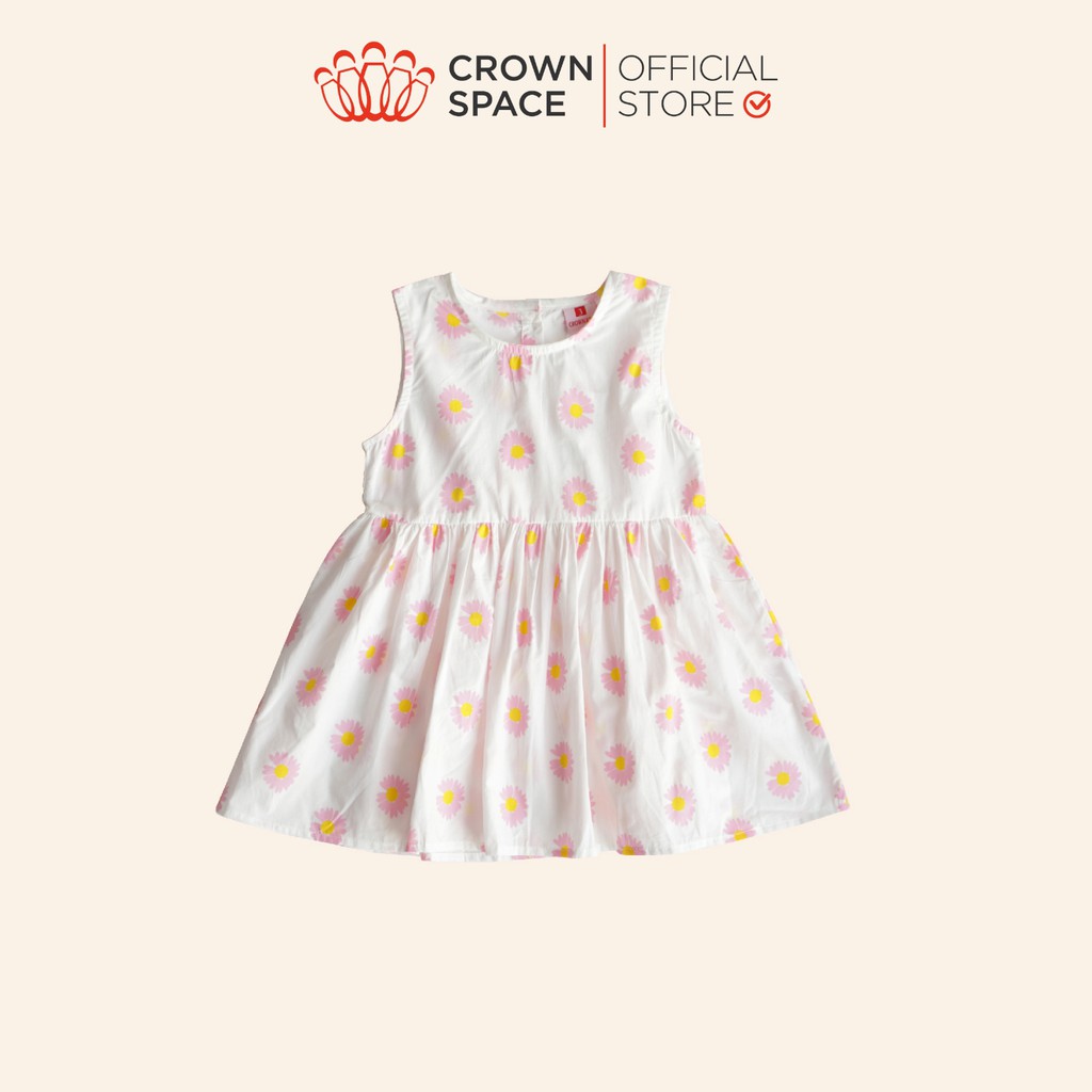 Đầm Bé Gái Cao Cấp Crown Space Họa Tiết Hoa Nhí CKGS2811314.– Cotton Thoáng Mát, Thấm Hút Mồ Hôi - Size 9kg đến 14kg