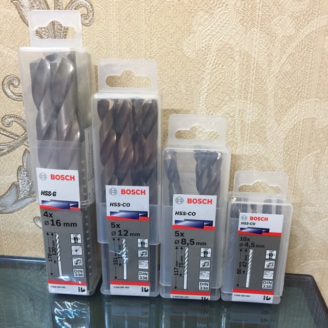 Mũi khoan sắt Bosch HSS-G  từ 1mm - 7.5mm ( hộp 10 mũi )