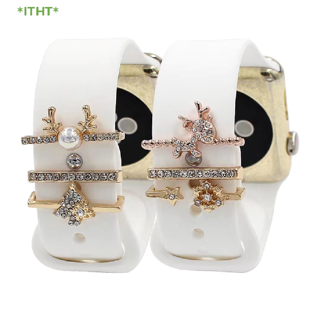 1 Set Vòng Đeo Tay Trang Trí Giáng Sinh Bằng Silicon Cho Đồng Hồ Thông Minh Apple