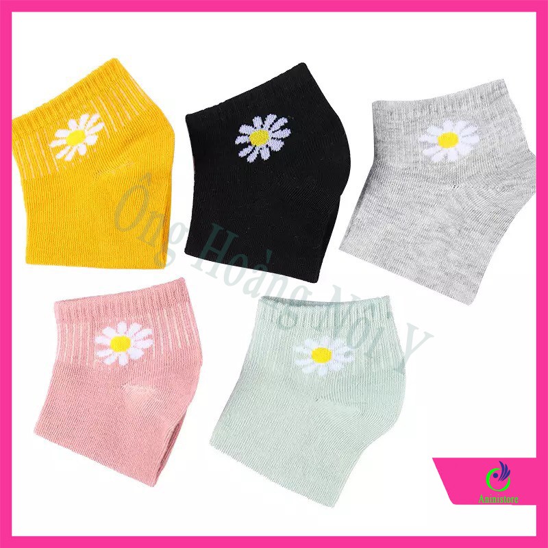 Tất nữ  cổ ngắn cute hình hoa cúc, vớ nữ cổ ngắn thấp phong cách Vintage hàn quốc  chống hôi chân TA-HCUC