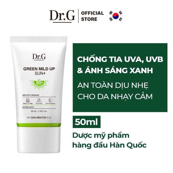 Kem chống nắng thuần vật lý cho da nhạy cảm Dr.G Green Mild Up Sun+ SPF50+PA++++