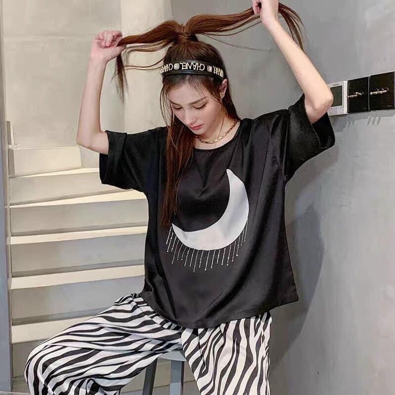 Bộ lụa cổ tròn hình ba cô gái lụa 3