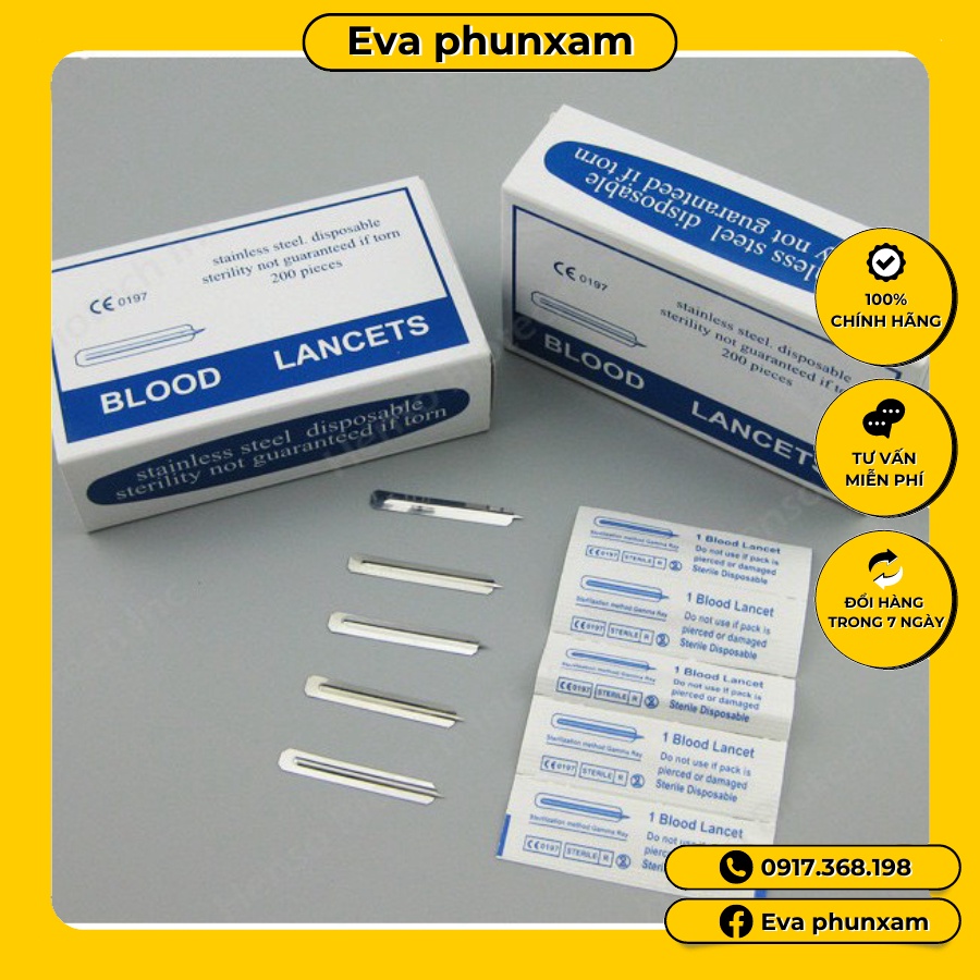 Kim chích mụn hộp 200 chiếc lancets
