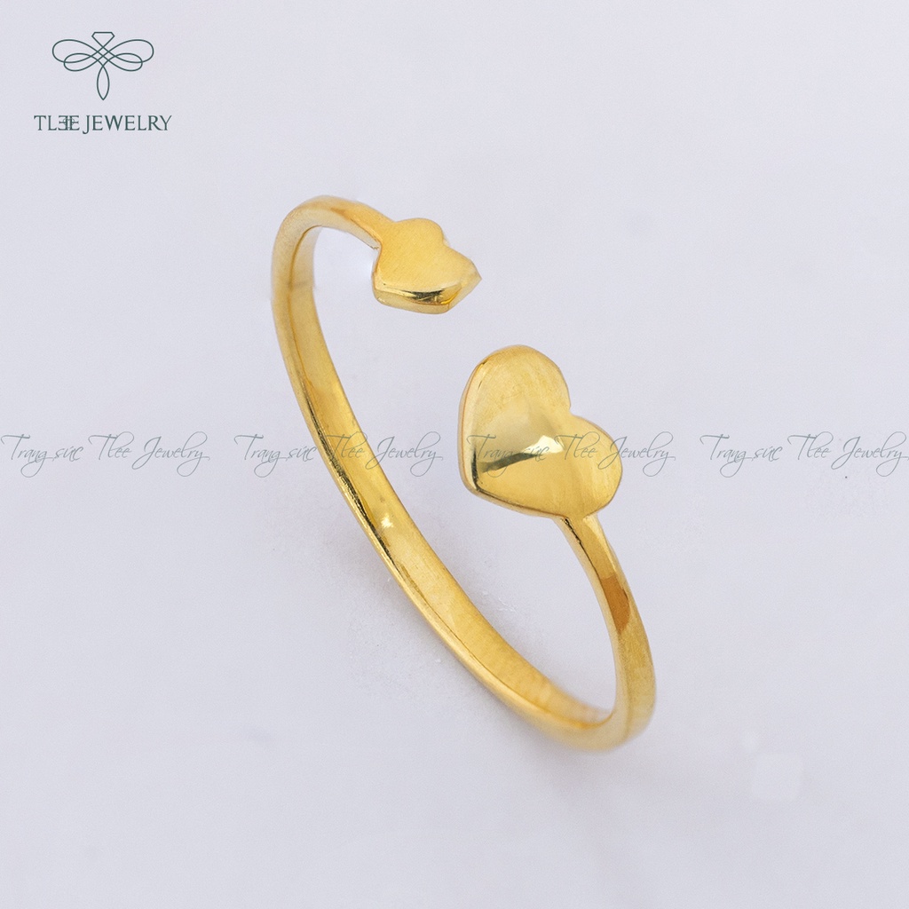 Nhẫn bạc nữ TLEE tim dẹt mạ vàng 14k cao cấp NCJ A0114