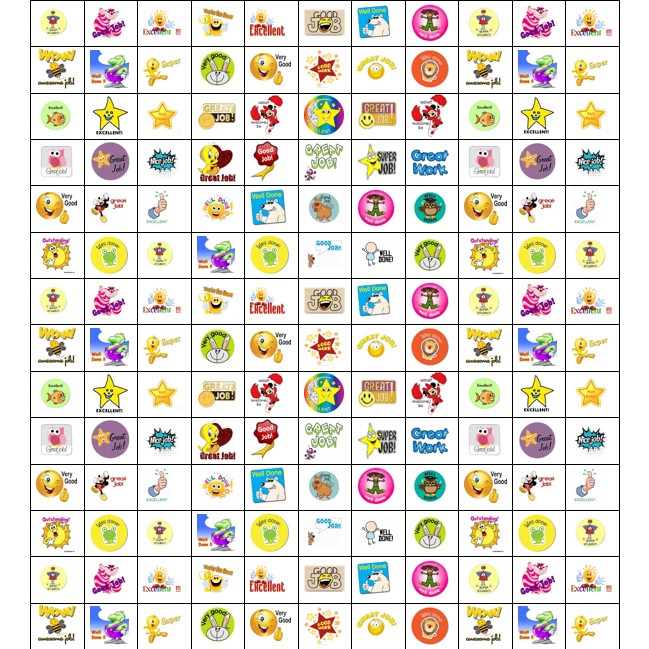 Sticker khen thưởng 7k/ tờ A4 - 198 stickers sp2