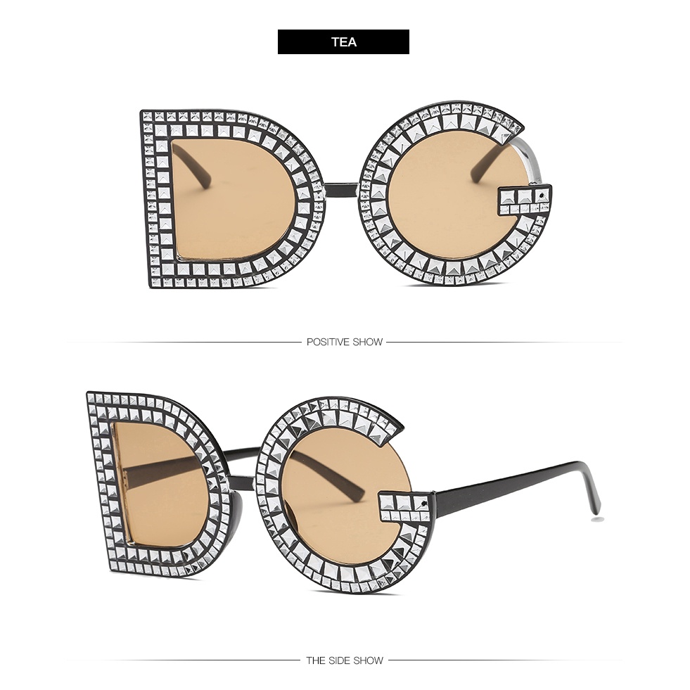 Kính Mát Gọng Lớn Đính Kim Cương Nhân Tạo Độc Đáo Thời Trang Cho Nữ