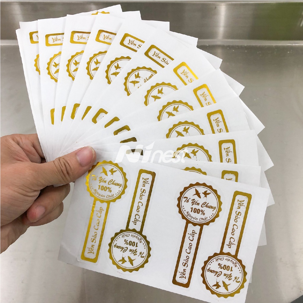 Tem nhãn dán hũ yến chưng ép kim giá rè, combo 50 tem, tem dán seal, niêm phong nắp hũ - Sỉ lẻ phụ kiện ngành yến