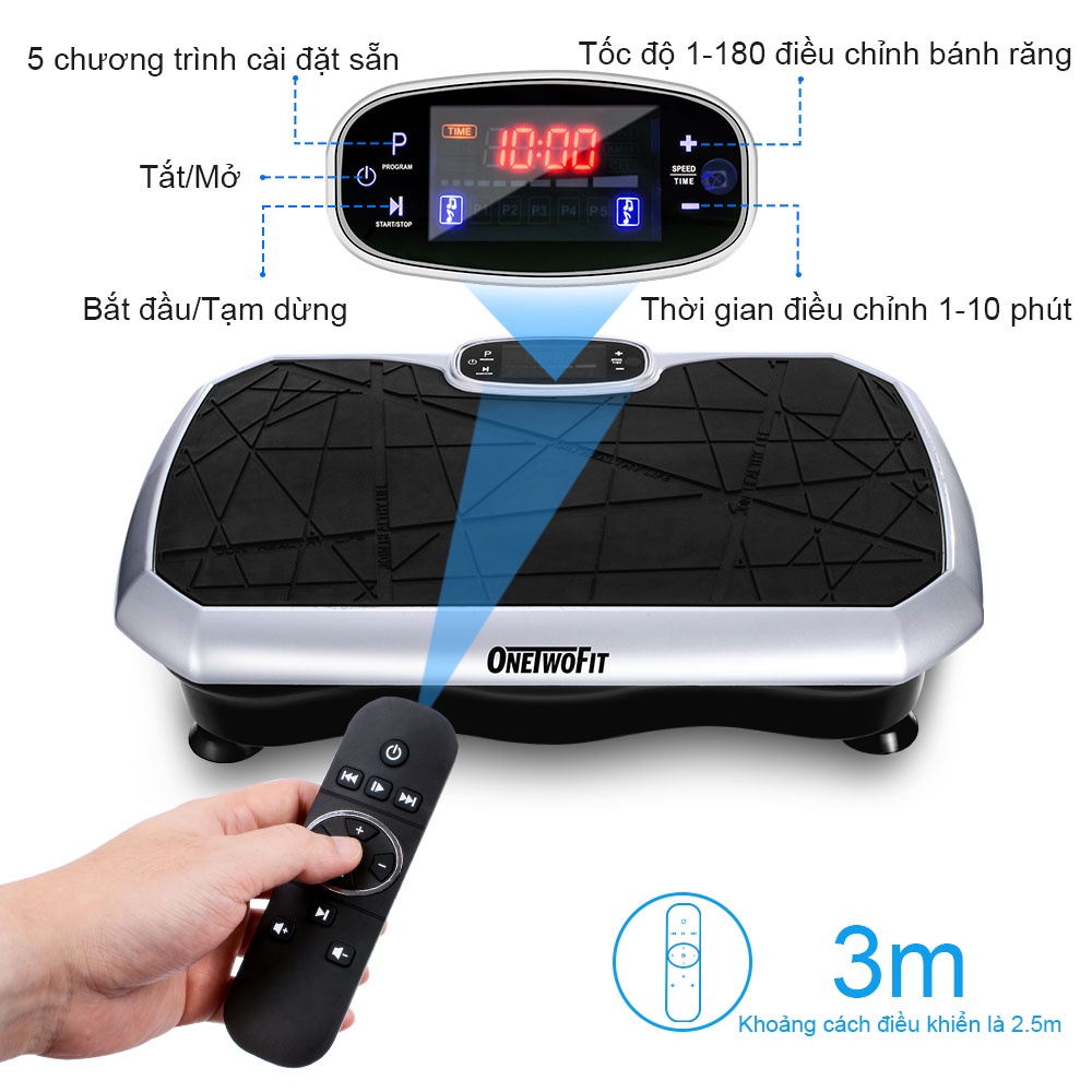 OneTwoFit  Máy tập thể thao rung Thiết bị tại nhà có nhạc Bluetooth  Máy rung lắc toàn thân cao cấp OT0354