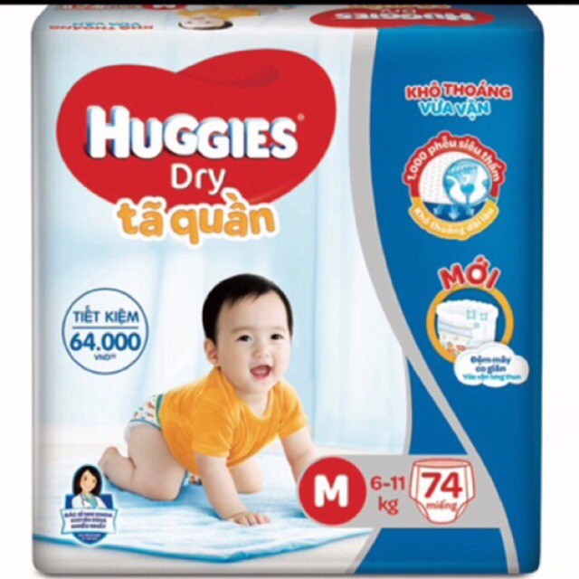 [Mã MKBC245 giảm 8% đơn 400K] Tã quần Huggies Pant Super Jumbo M74/L68/XL62/XXL56